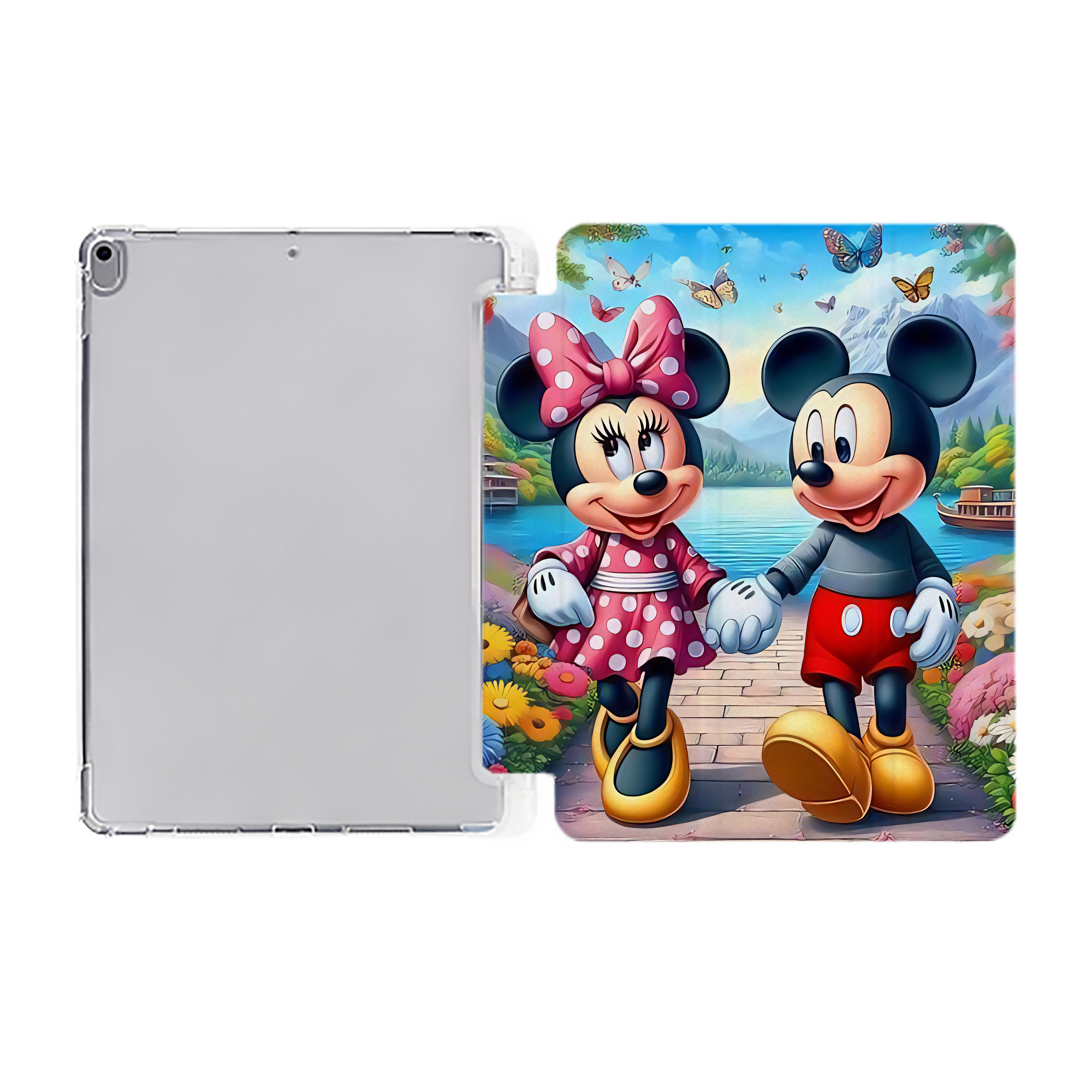 （画像用） ミッキーマウス Mickey Mouse IPad ケース ペン収納付き 三つ折りスタンド PUレザー×シリコン 対応機種9.5/10.5/10.9インチ